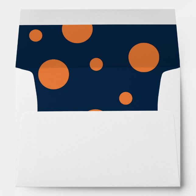 Navy Blue Orange Polka Dots Envelope (Back (Bottom))