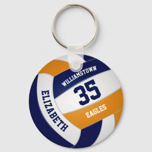 navy blue orange team colours volleyball gifting key ring