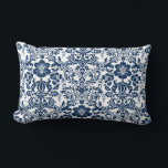 Navy Blue Ornamental Floral Damask Pattern Lumbar Cushion<br><div class="desc">Add this elegant and classic pillow to your space. It features a navy blue ornamental floral damask pattern. This blue damask pattern pillow will be perfect for your bedrooms or living rooms. Other colours are available.</div>