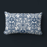 Navy Blue Ornamental Floral Damask Pattern Lumbar Cushion<br><div class="desc">Add this elegant and classic pillow to your space. It features a navy blue ornamental floral damask pattern. This blue damask pattern pillow will be perfect for your bedrooms or living rooms. Other colours are available.</div>