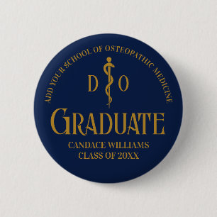 Navy Blue Osteopathic Medical School Graduation 6 Cm Round Badge