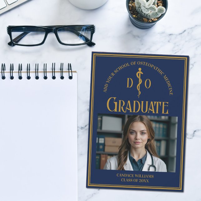 Navy Blue Osteopathic Medical School Graduation Announcement (Creator Uploaded)