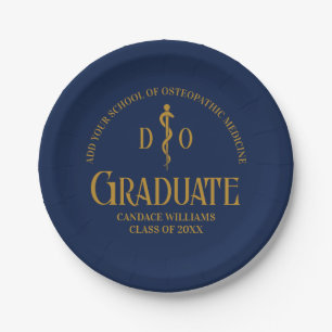 Navy Blue Osteopathic Medical School Graduation Paper Plate