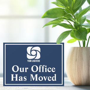 Navy Blue Our Office Has Moved Business Logo Announcement