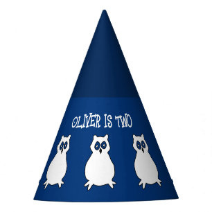 Navy blue Owl Birthday Party Hat