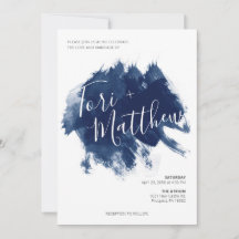 Navy Blue Paint Swatch Wedding Invitation