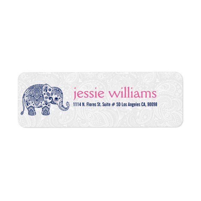 Navy Blue Paisley Elephant Illustration (Front)