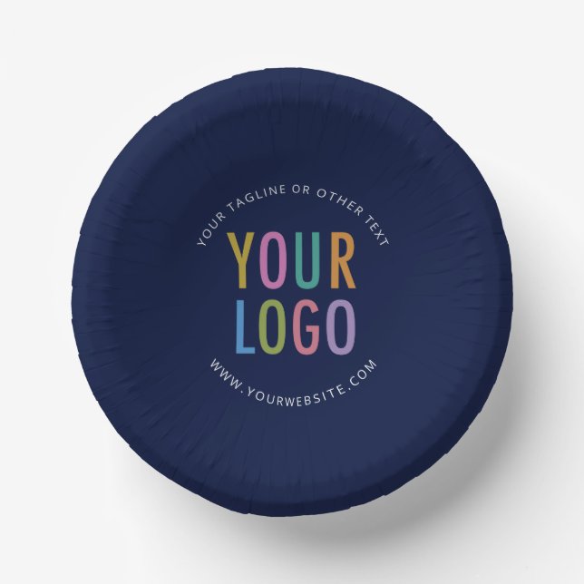 Navy Blue Paper Bowls Custom Company Logo Printed Plate (Front)