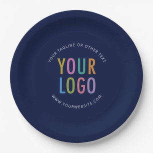Navy Blue Paper Plates Custom Company Logo Printed