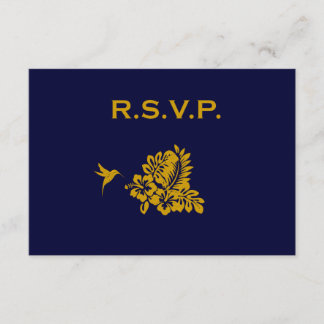 Navy Blue Passport Hibiscus Wedding Response RSVP