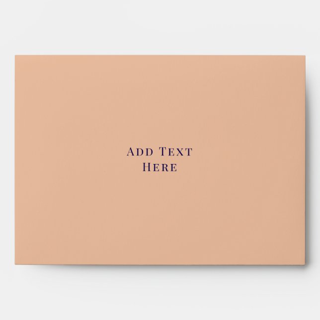 Navy Blue Peach Paint Floral Wedding  Envelope (Front)