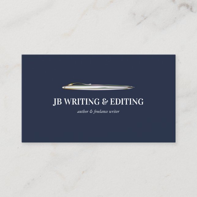 Navy Blue pen Writers Business Card (Front)