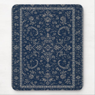 Navy Blue Persian Floral  Mouse Pad