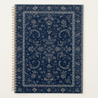 Navy Blue Persian Floral Rug Notebook Planner