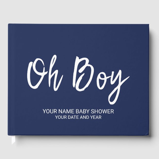 Navy Blue Personalised Baby Boy Shower Guestbook (Front)