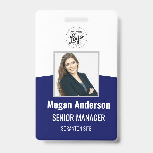 Navy Blue Personalised Employee Photo ID Badge