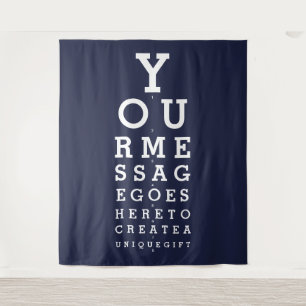 Navy Blue Personalised Fun Eye Test Photo Backdrop Tapestry