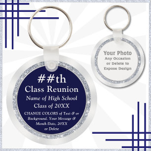 Navy Blue, Personalised Gifts for Class Reunion,  Key Ring