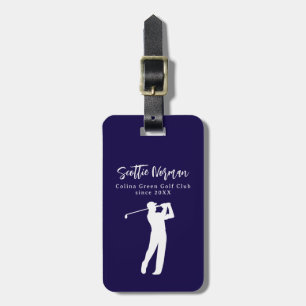 Navy Blue Personalised Golfer Name Luggage Tag