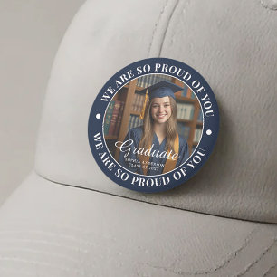 Navy Blue Personalised Graduate Photo Graduation 6 Cm Round Badge