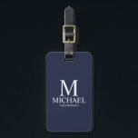 Navy Blue Personalised Groomsman Name and Monogram Luggage Tag<br><div class="desc">Modern Black and White Personalised Groomsman Gifts
featuring personalised monogram,  groomsman's name and title in white classic serif font style on navy blue background.

Also perfect for Best Man,  Father of the Bride and more.</div>