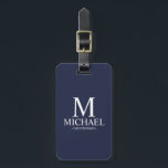 Navy Blue Personalised Groomsman Name and Monogram Luggage Tag<br><div class="desc">Modern Black and White Personalised Groomsman Gifts
featuring personalised monogram,  groomsman's name and title in white classic serif font style on navy blue background.

Also perfect for Best Man,  Father of the Bride and more.</div>