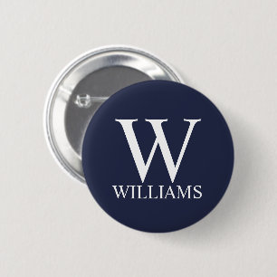 Navy Blue Personalised Monogram and Name 6 Cm Round Badge