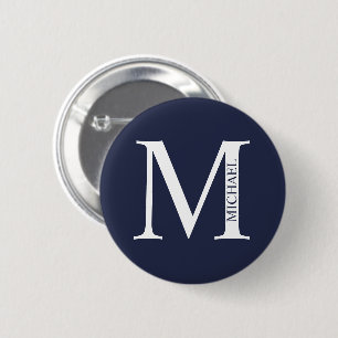 Navy Blue Personalised Monogram and Name 6 Cm Round Badge