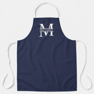Navy Blue Personalised Monogram and Name Apron