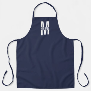Navy Blue Personalised Monogram and Name Apron