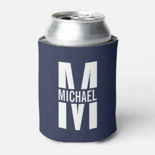 Navy Blue Personalised Monogram and Name Can Cooler