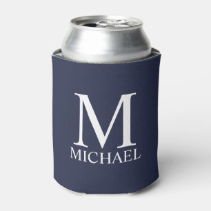 Navy Blue Personalised Monogram and Name Can Cooler