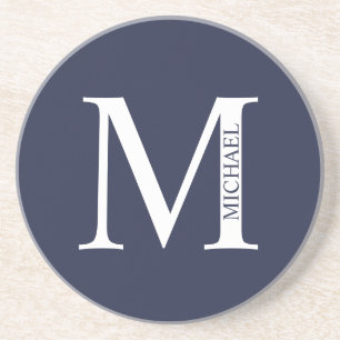 Navy Blue Personalised Monogram and Name Coaster