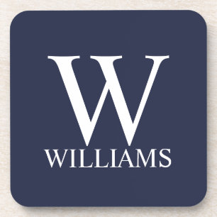 Navy Blue Personalised Monogram and Name Coaster