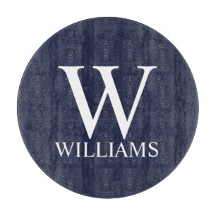 Navy Blue Personalised Monogram and Name Cutting Board