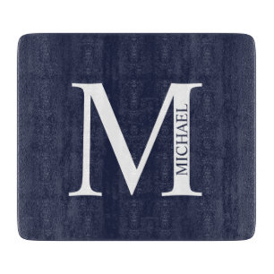 Navy Blue Personalised Monogram and Name Cutting Board