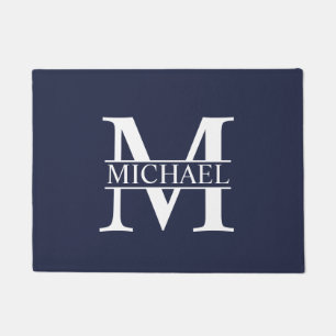 Navy Blue Personalised Monogram and Name Doormat
