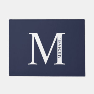 Navy Blue Personalised Monogram and Name Doormat