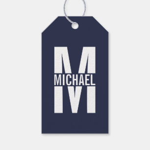 Navy Blue Personalised Monogram and Name Gift Tags