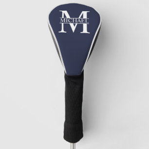 Navy Blue Personalised Monogram and Name Golf Head Cover