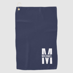 Navy Blue Personalised Monogram and Name Golf Towel