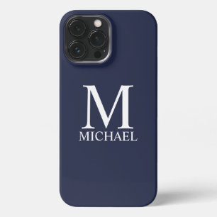 Navy Blue Personalised Monogram and Name iPhone 13 Pro Max Case