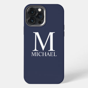 Navy Blue Personalised Monogram and Name  iPhone 13 Pro Max Case