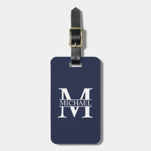 Navy Blue Personalised Monogram and Name Luggage Tag