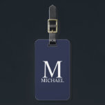 Navy Blue Personalised Monogram and Name Luggage Tag<br><div class="desc">Personalised Monogram and Name Gift
features personalised monogram and name in white classic serif font style on navy blue background.

Perfect as holiday gift,  father's day gift,  family reunion favours,  thank you gift for groomsmen and gift for any special occasions.</div>