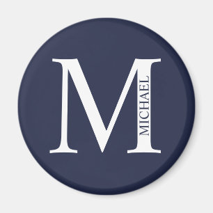 Navy Blue Personalised Monogram and Name Magnet