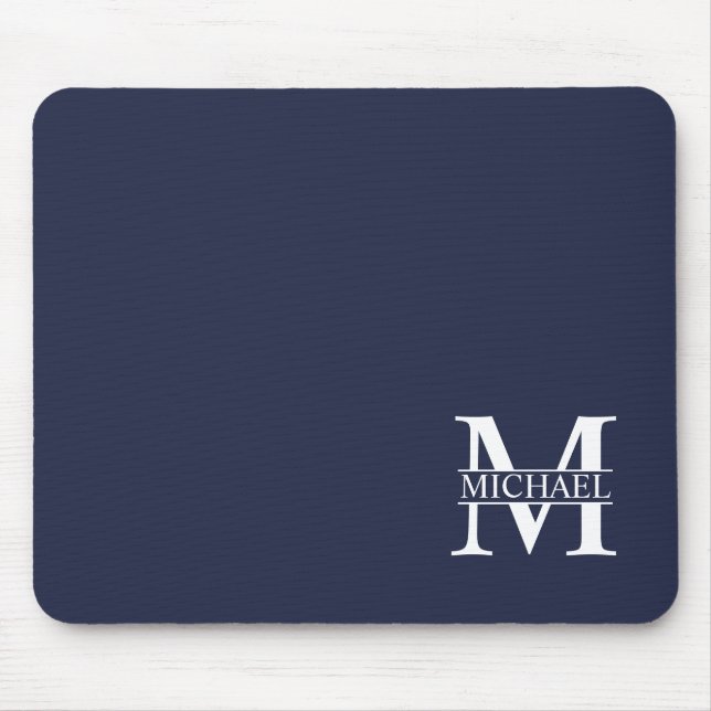 Navy Blue Personalised Monogram and Name Mouse Pad (Front)