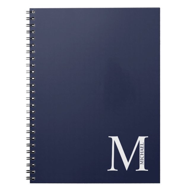 Navy Blue Personalised Monogram and Name  Notebook (Front)