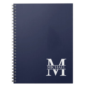 Navy Blue Personalised Monogram and Name Notebook