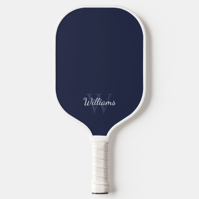 Navy Blue Personalised Monogram and Name Pickleball Paddle (Front)